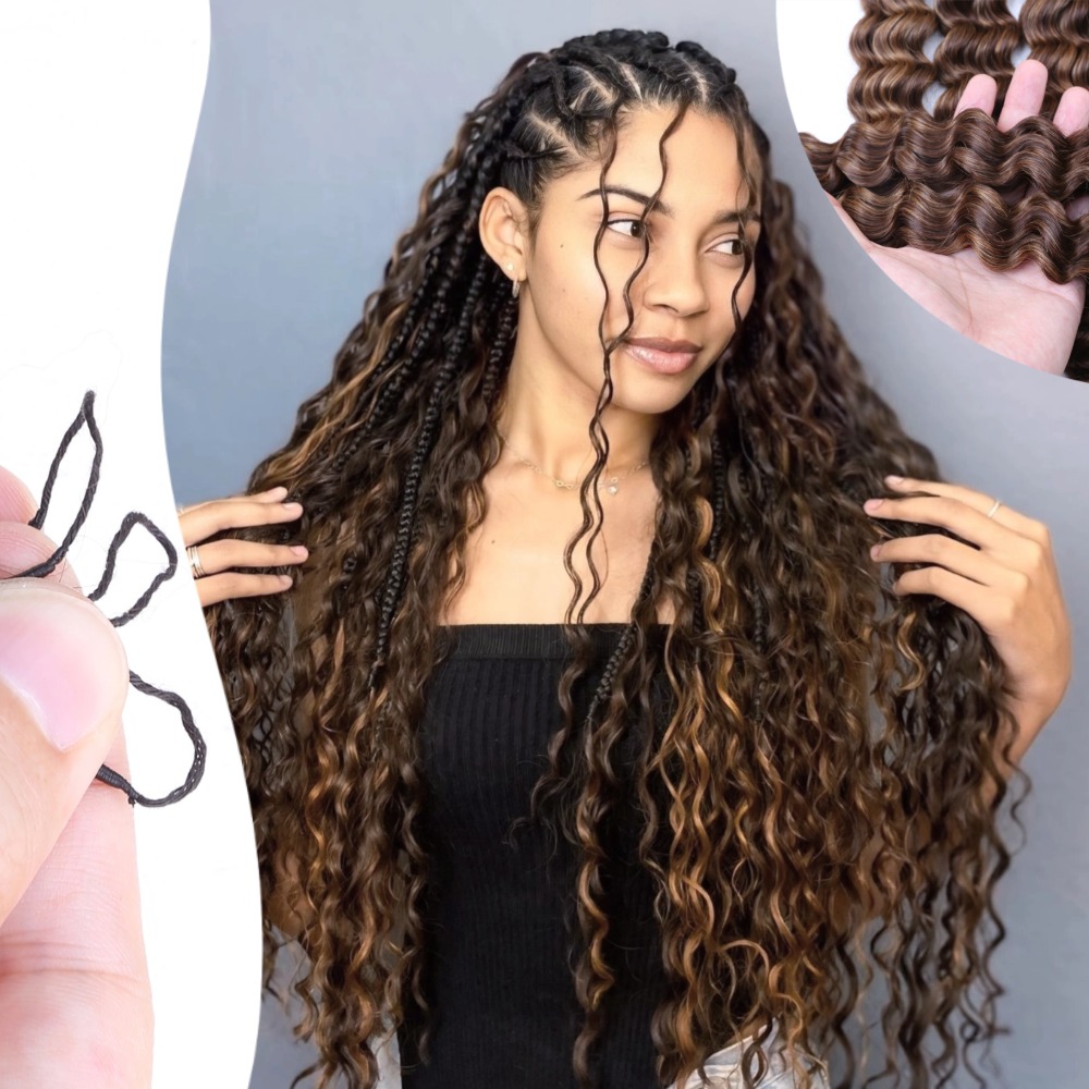 Feather Hair Extension - Deep Wave Feather Crochet Boho Braids
