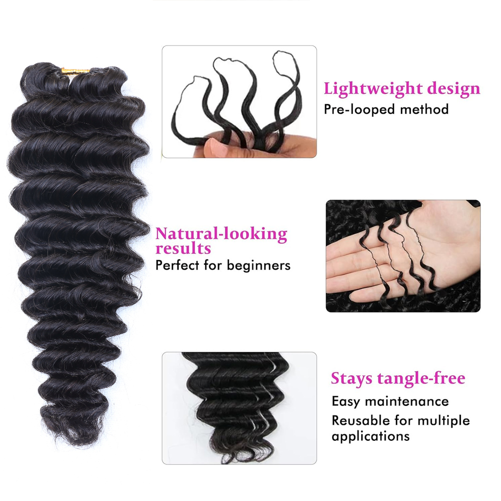 Natural Black Deep Wave Feathe - Feather Hair Extension ulasan dan harga