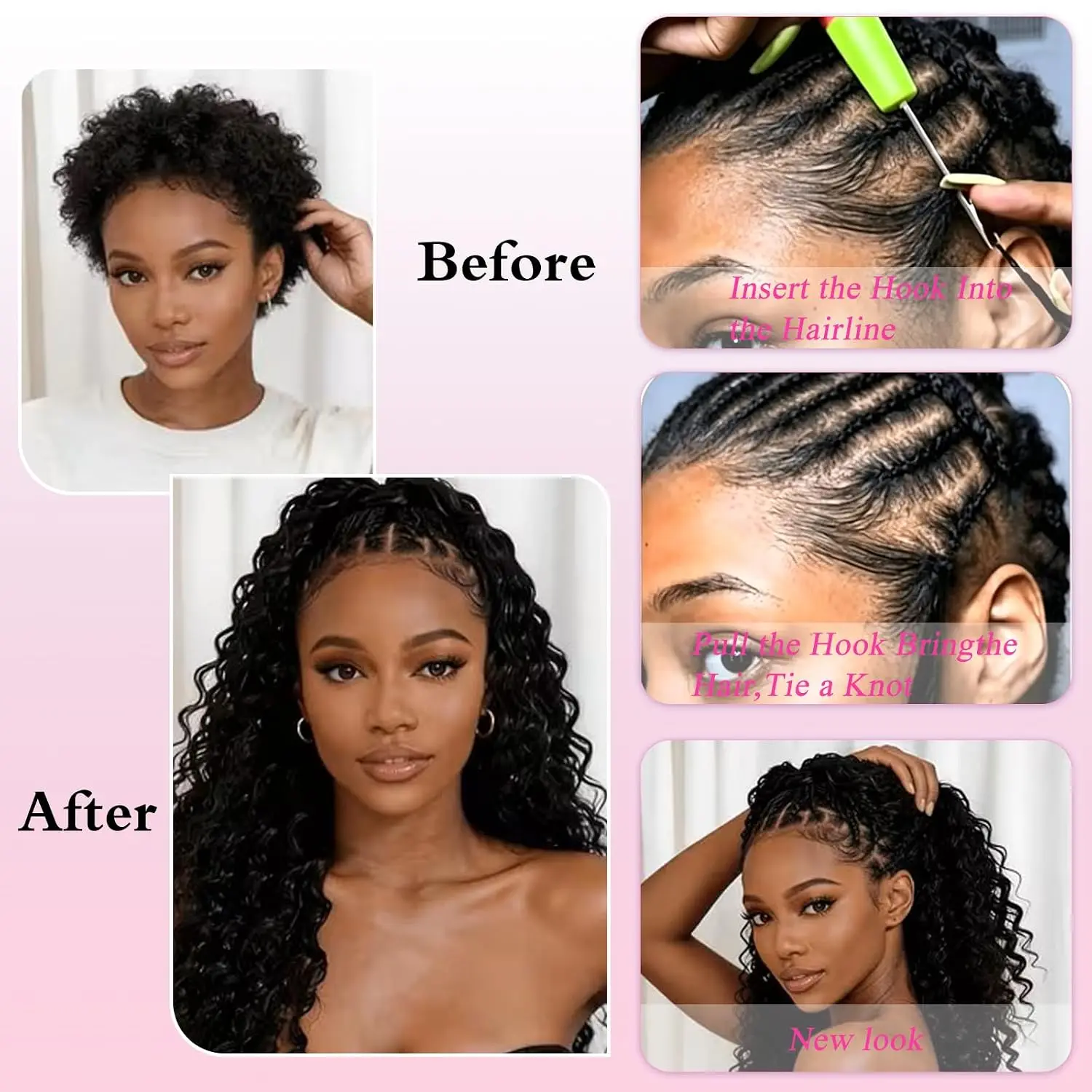 Natural Black Deep Wave Feathe - Feather Hair Extension ulasan dan harga