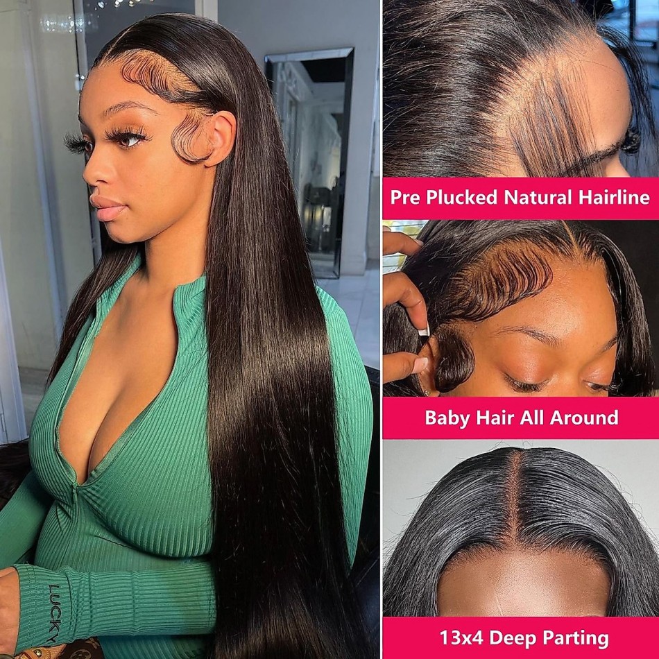 Straight Human Hair Wigs Gluel - Lace Front Wig ulasan dan harga
