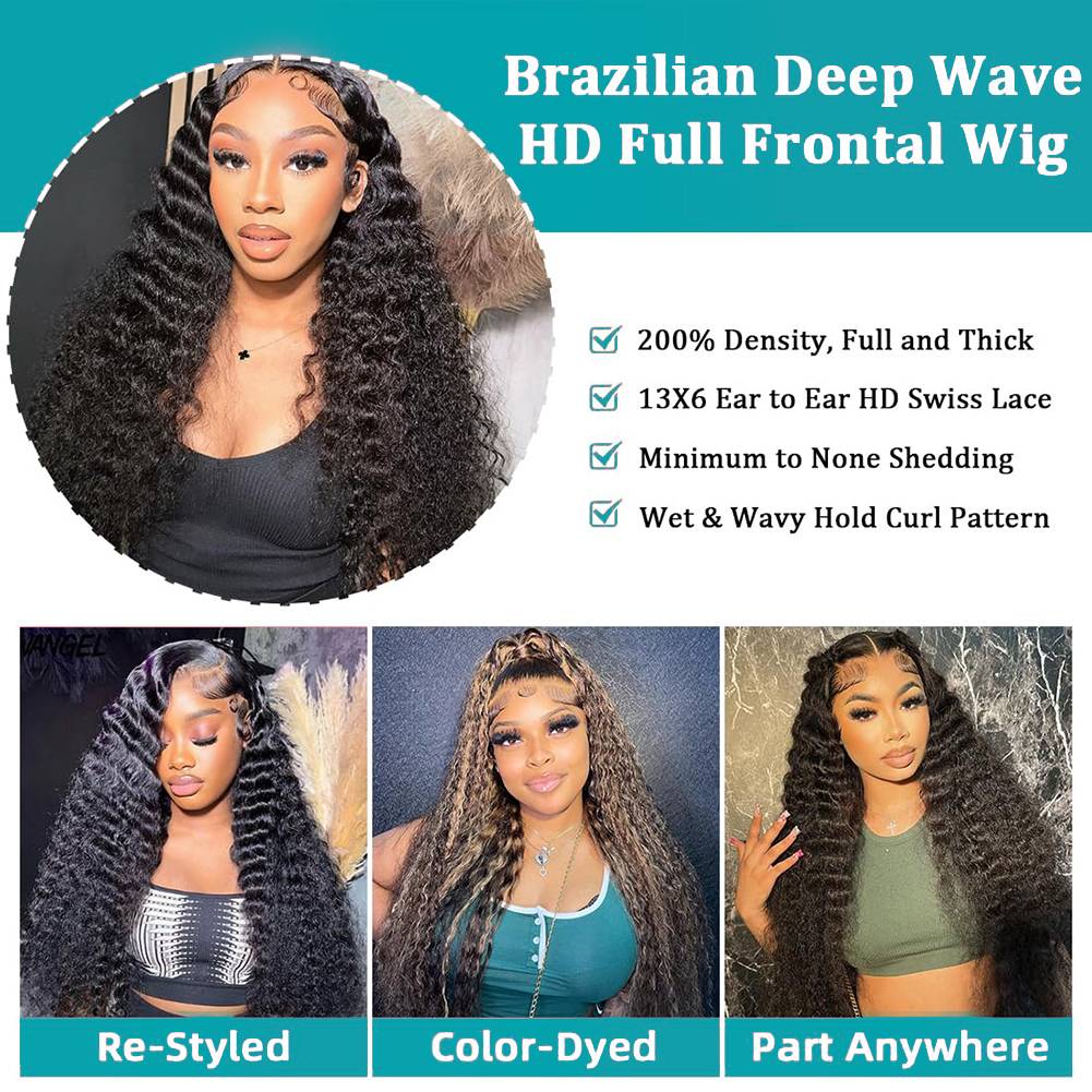40 46 Inch Deep Wave 13x6 13x4 - Lace Front Wig ulasan dan harga