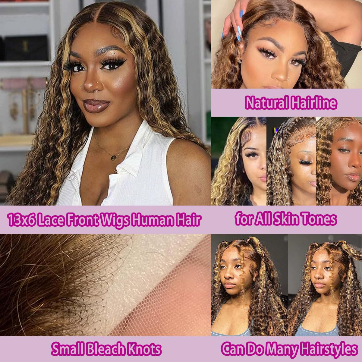 36 Inch Deep Wave P4/27 Highli - Lace Front Wig ulasan dan harga